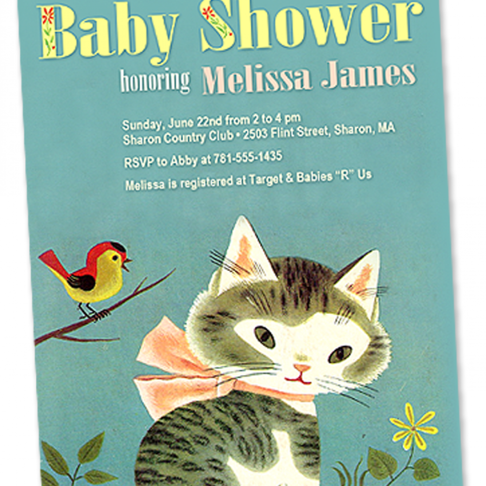 Shy Little Kitten Baby Shower Invitation